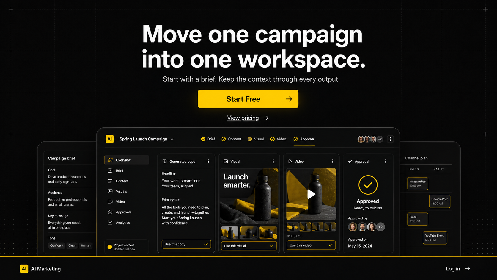 Final call to action concept for moving one campaign into one workspace
